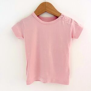 5/$30💥Bamboo BOODY Baby Tee, Australian Brand, Pale Pink, Snaps, Short Sleeves